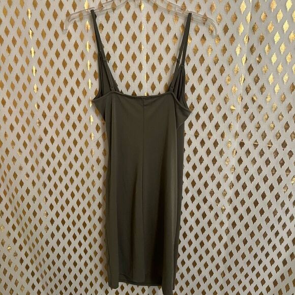 Wrap dress Olive green sage short mini skirt size L - Picture 5 of 5